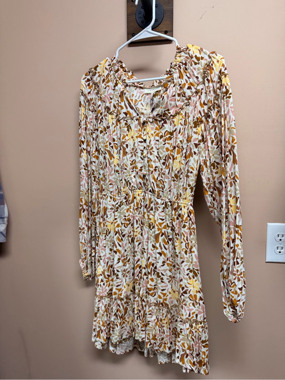 Women's Promesa Floral Ruffle Long-Sleeve Dress - Cream Multi